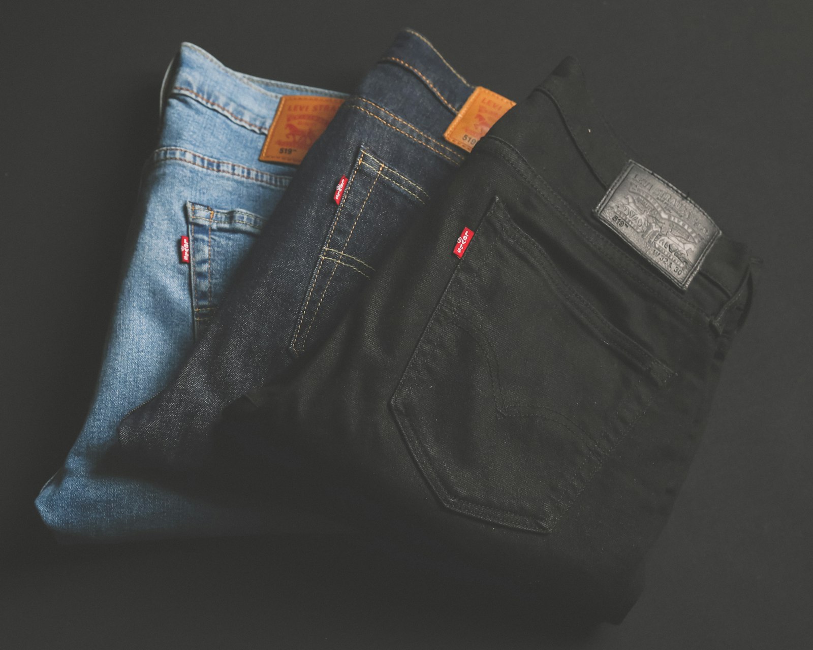 Worn denim, stacked